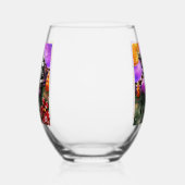 Whimsical Abstract Momma & Baby Cow Funky Farm ステムなしワイングラス (右)