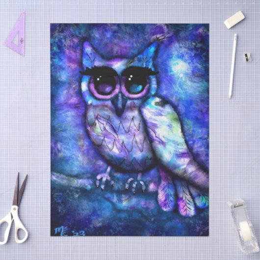 Whimsical Abstract Owl Big-Eyed Decoupage 薄葉紙 (クラフト)