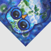 Whimsical Abstract Owl Blue Green Floral Decoupage 薄葉紙 (詳細)