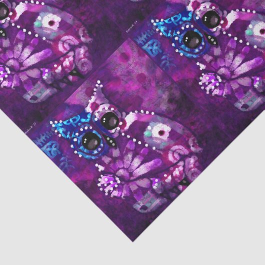 Whimsical Abstract Owl Purple Bird Decoupage 薄葉紙 (詳細)