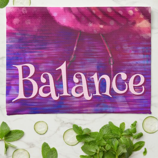 Whimsical Abstract Pink Flamingo Personalized キッチンタオル (折り畳み)