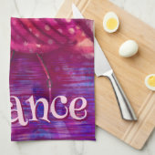 Whimsical Abstract Pink Flamingo Personalized キッチンタオル (四つ折り)