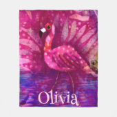 Whimsical Abstract Pink Flamingo Personalized フリースブランケット (正面)
