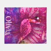 Whimsical Abstract Pink Flamingo Personalized フリースブランケット (正面(横))