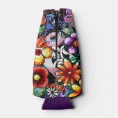 Whimsical Abstract Puffin Bird In Flowers ボトルクーラー (裏面)