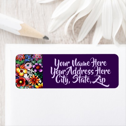 Whimsical Abstract Puffin Return Address Label ラベル (インサイチュ)