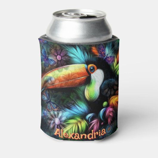 Whimsical Abstract Toucan Bird Personalized 缶クーラー (缶裏面)