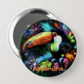 Whimsical Abstract Toucan Bird Personalized 缶バッジ (正面&裏面)