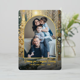 Whimsical Abstract Winter Wonderland Art Gold 箔シーズンカード