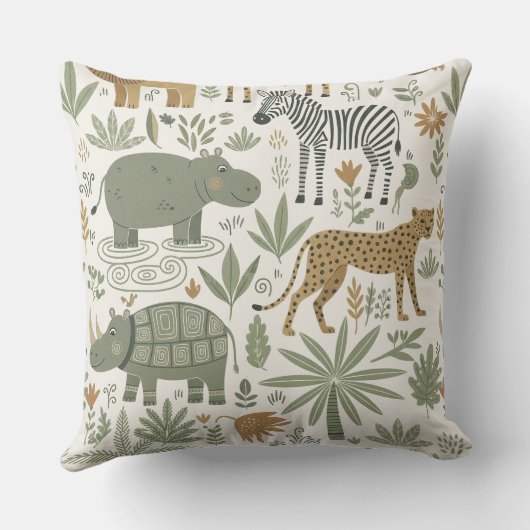 Whimsical African Animals Pattern ID1263 クッション (裏面)