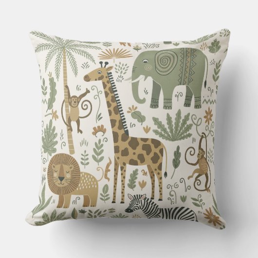 Whimsical African Animals Pattern ID1263 クッション (正面)