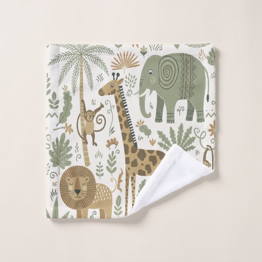 Whimsical African Animals Pattern ID1263 バスタオルセット (ウォッシュタオル)