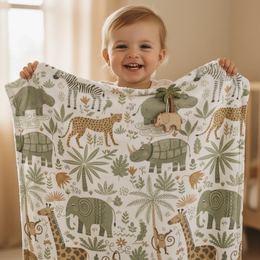 Whimsical African Animals Pattern ID1263 フリースブランケット