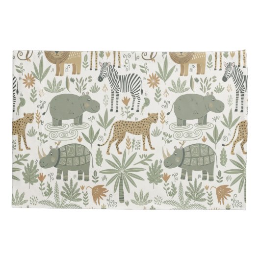Whimsical African Animals Pattern ID1263 枕カバー (裏面)