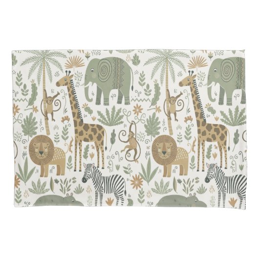 Whimsical African Animals Pattern ID1263 枕カバー (正面)