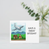 Whimsical Airplane Flight Postcard ポストカード (スタンド正面)
