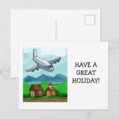 Whimsical Airplane Flight Postcard ポストカード (正面/裏面)