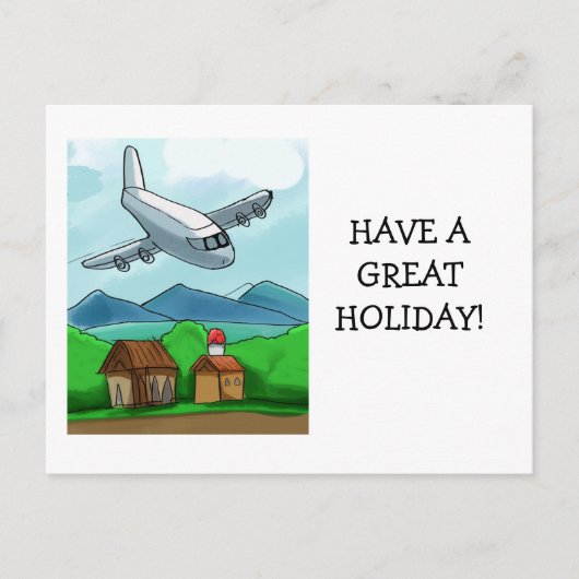 Whimsical Airplane Flight Postcard ポストカード (正面)