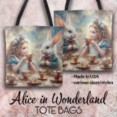 Whimsical Alice and Rabbit Tea Time トートバッグ