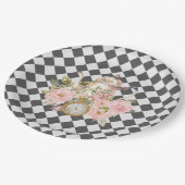 Whimsical Alice Mad Hatter Wonderland Birthday ペーパープレート (アングル)