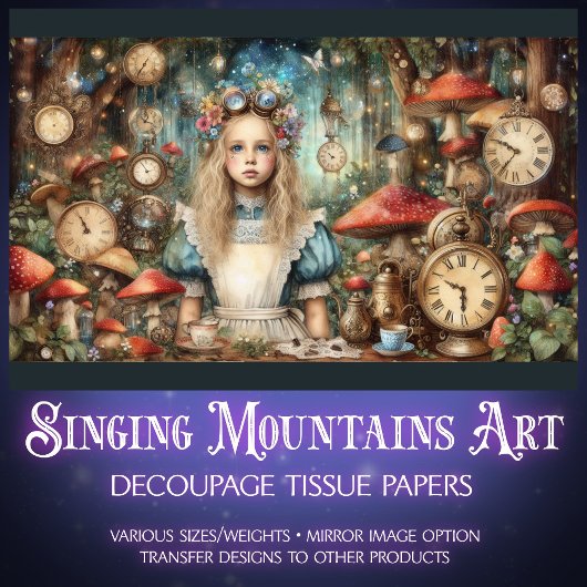 Whimsical Alice Steampunk Mushrooms 薄葉紙