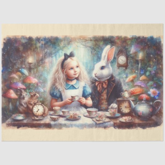 Whimsical Alice Tea Party DIY Craft Decoupage 薄葉紙 (正面)