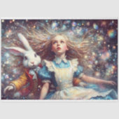 Whimsical Alice White Rabbit Wonderland Decoupage 薄葉紙 (正面)