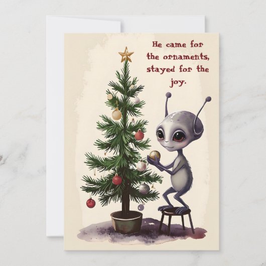 Whimsical Alien Christmas Tree Scene  シーズンカード (正面)