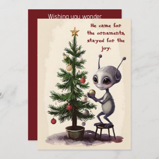 Whimsical Alien Christmas Tree Scene  シーズンカード