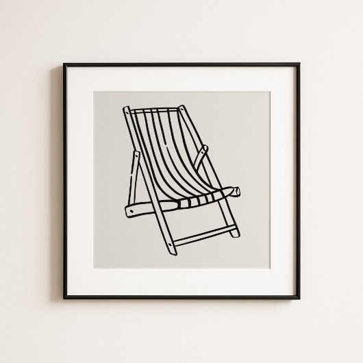 Whimsical Amalfi Coast Beach Chair Art ポスター