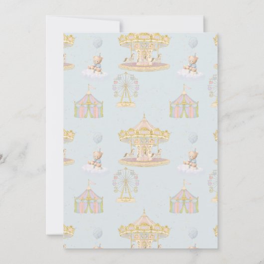 Whimsical Amusement Park Carousel Baby Shower 招待状 (裏面)