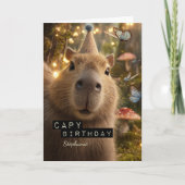 Whimsical and Funny Capybara Birthday Card カード (正面)