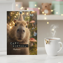 Whimsical and Funny Capybara Birthday Card カード