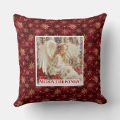 Whimsical Angel Poinsettia Christmas Pillow Gift クッション (裏面)