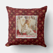 Whimsical Angel Poinsettia Christmas Pillow Gift クッション (正面)