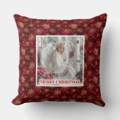 Whimsical Angel Poinsettia Red Gold Best Christmas クッション (正面)