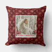 Whimsical Angel Red Gold Custom Name Christmas  クッション (正面)