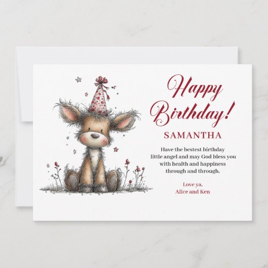 Whimsical Animals Personalized kids greeting card (正面)