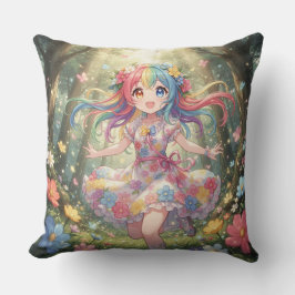 Whimsical Anime Girl クッション