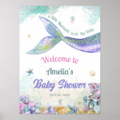 Whimsical Aqua Lilac Mermaid Tail Celebration ポスター (正面)