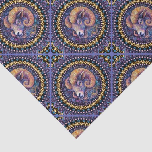 Whimsical Aries Astrology Mandala Geometric Tile 薄葉紙 (詳細)