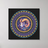 Whimsical Aries Zodiac Dot Mandala Canvas Wall Art キャンバスプリント (正面)
