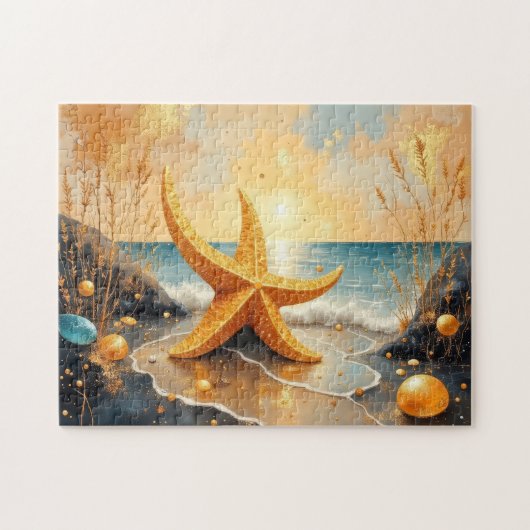 whimsical art starfish painting ジグソーパズル (横)