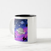 Whimsical Astronaut Dog Space Galaxy Mug ツートーンマグカップ (正面左)