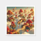 Whimsical Autumn Floating Islands Decoupage スタンダードカクテルナプキン (正面)