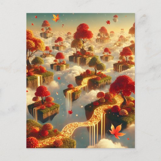 Whimsical Autumn Floating Islands Scrapbook Paper (正面)