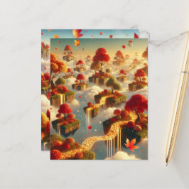 Whimsical Autumn Floating Islands Scrapbook Paper