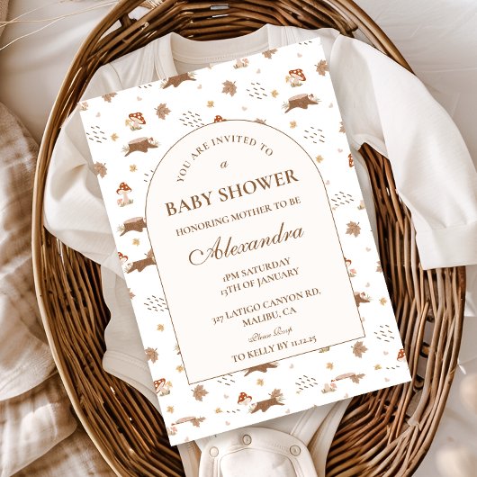 Whimsical Autumn Forest Baby Shower 招待状