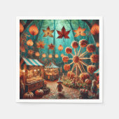 Whimsical Autumn Forest Carnival Decoupage Napkins スタンダードカクテルナプキン (正面)