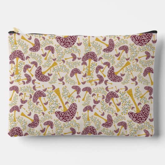 Whimsical Autumn Forest Pattern – Hand-Drawn Mushr アクセサリーポーチ (正面)